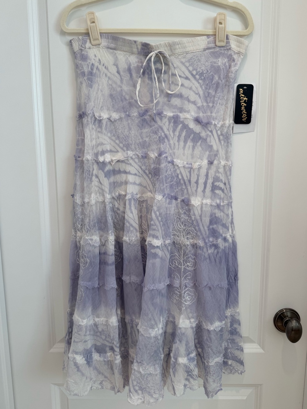 Boho Tie-Dye Lavender Tiered Maxi Skirt NWT